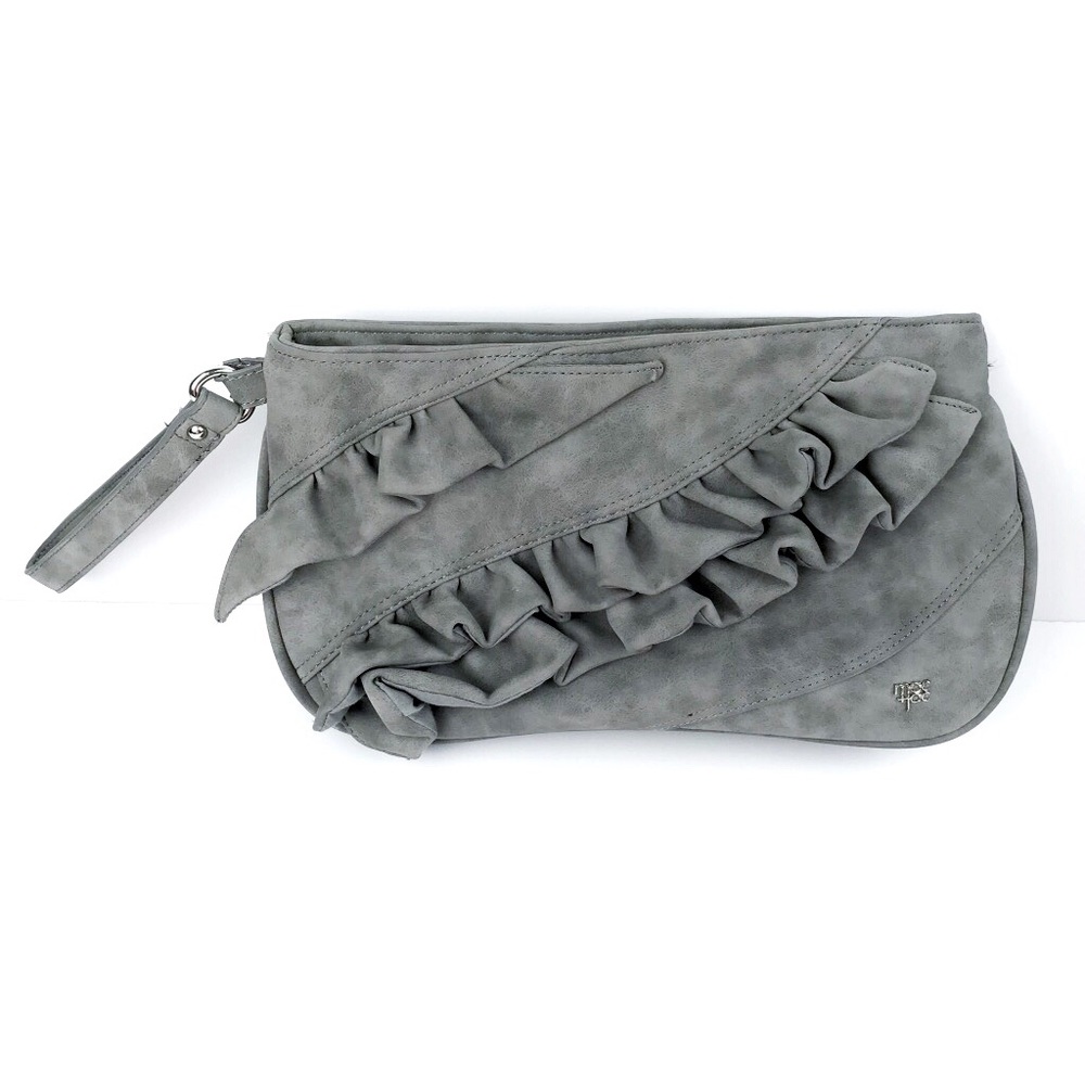 MAC & JAC Wristlet Elephant Grey Ruffles Purse